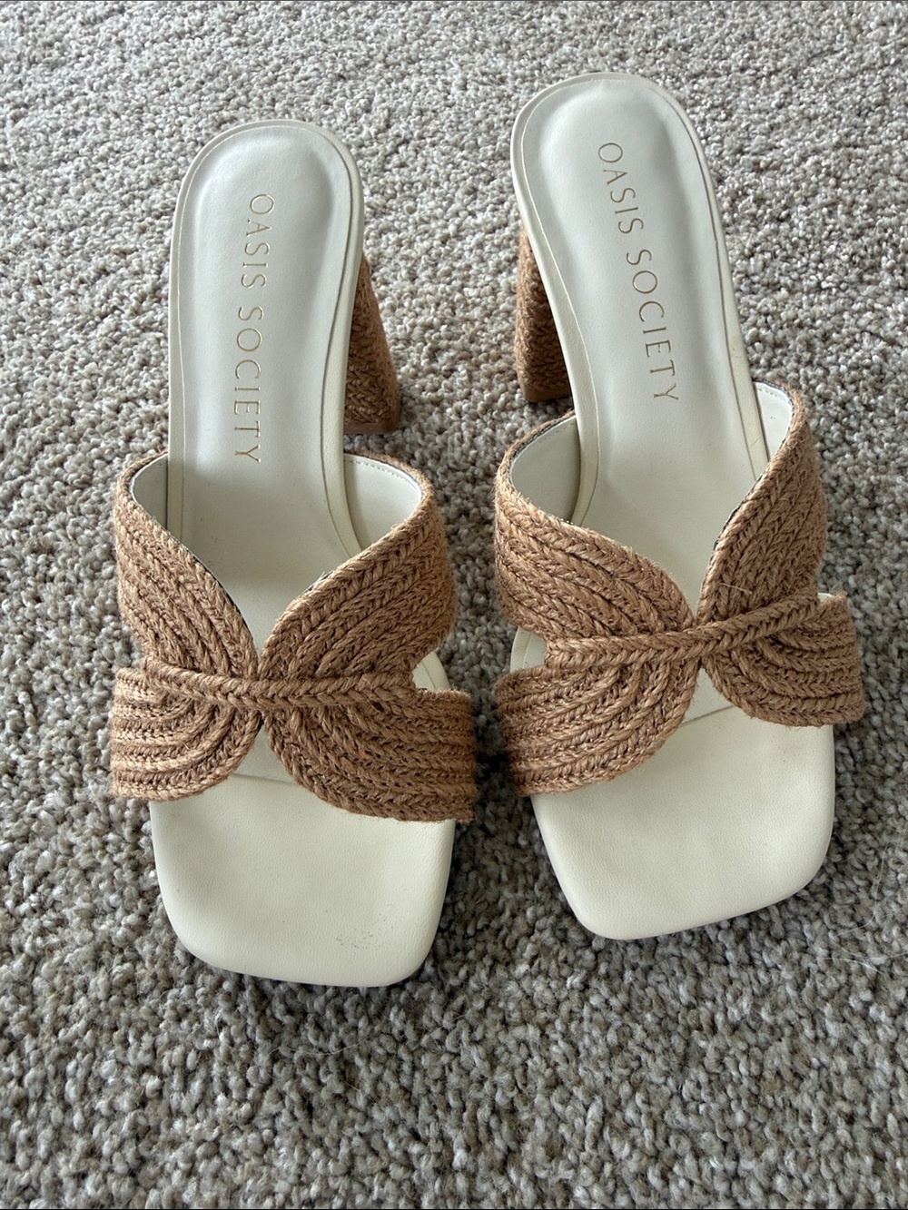 Society Braided Tan Knot Slide Heels
